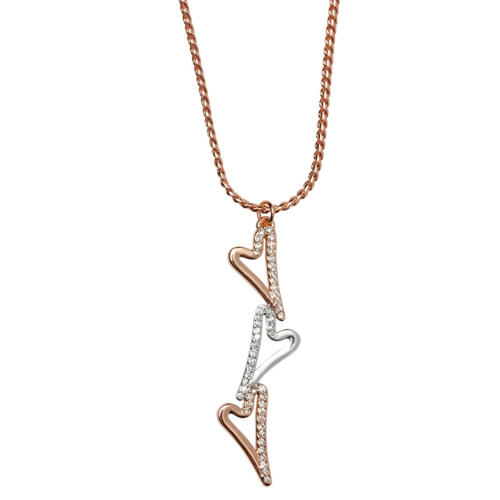 ROSE GOLD/SILVER 3 HEARTS NECKLACE*