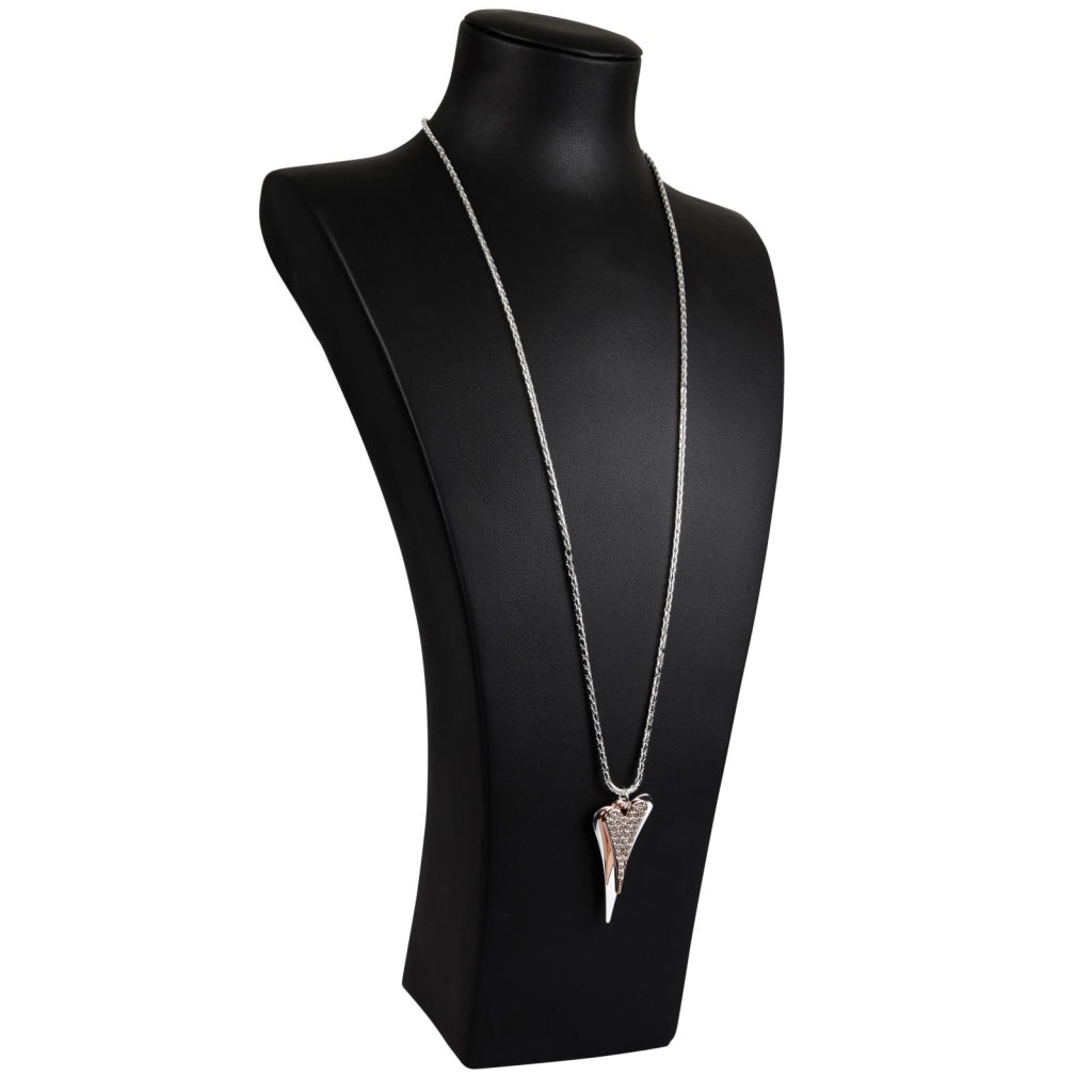 SILVER/ROSE GOLD HEARTS LONG NECKLACE*