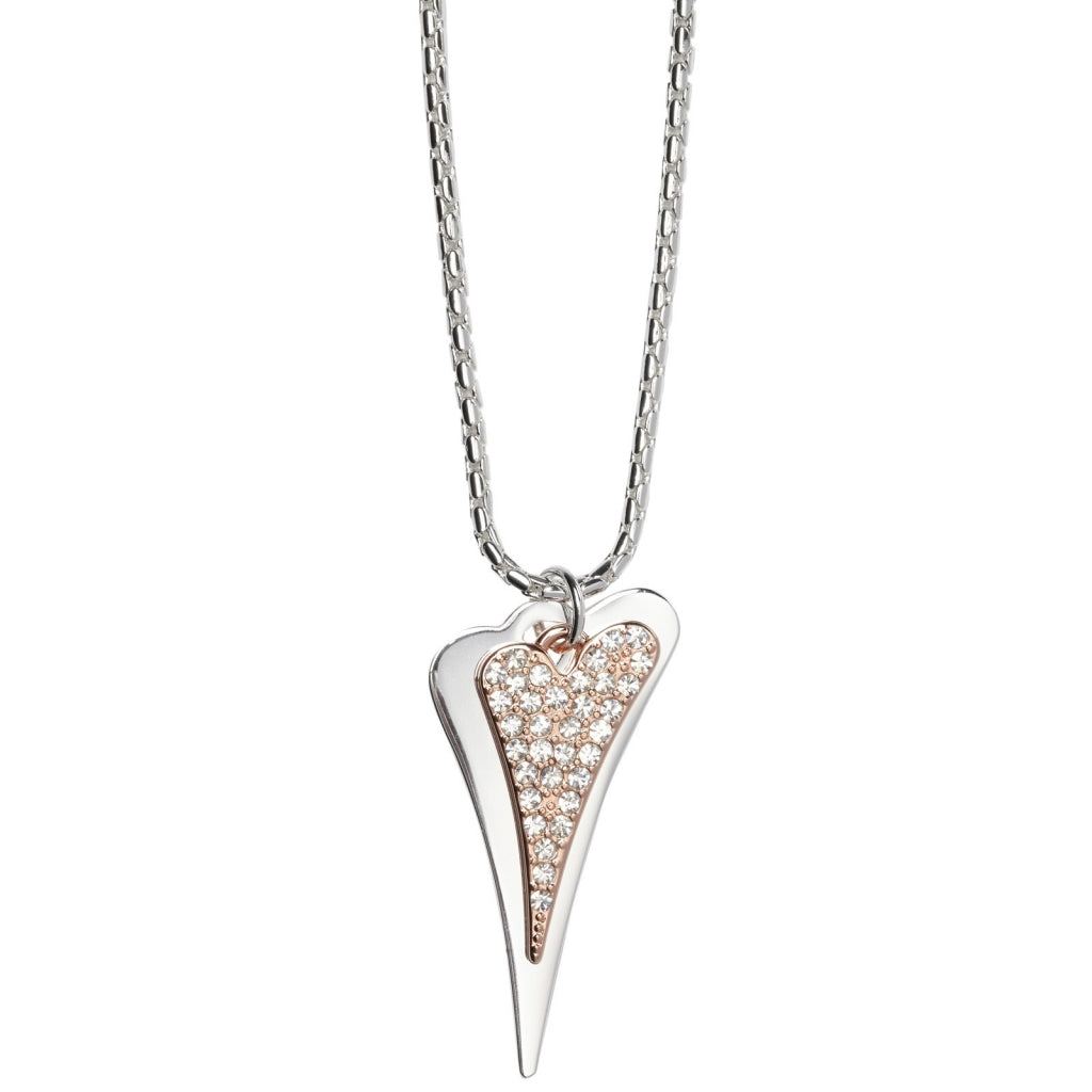 SILVER/ROSE GOLD HEARTS LONG NECKLACE*