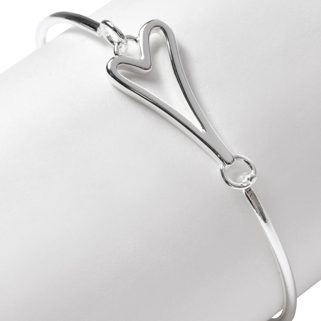 Bracelet Silver Cuff with Hollow Heart Clasp*