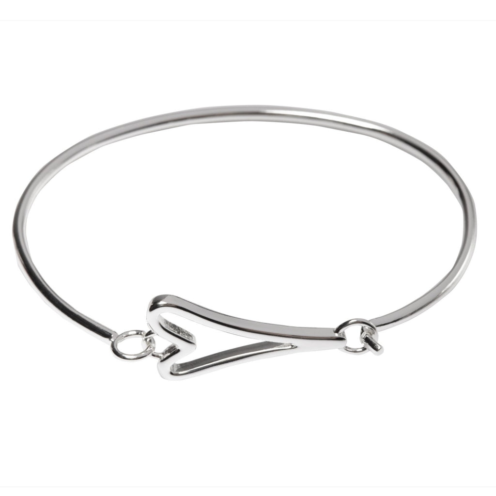 Bracelet Silver Cuff with Hollow Heart Clasp*