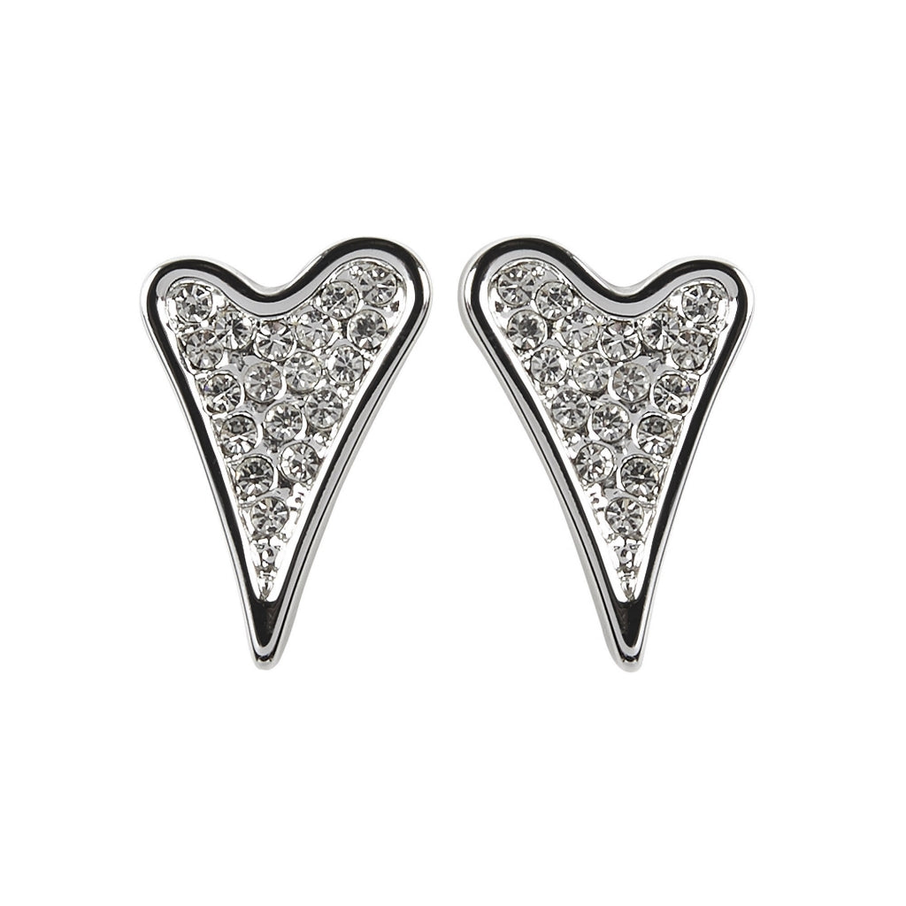 Earrings Silver Diamante heart studs