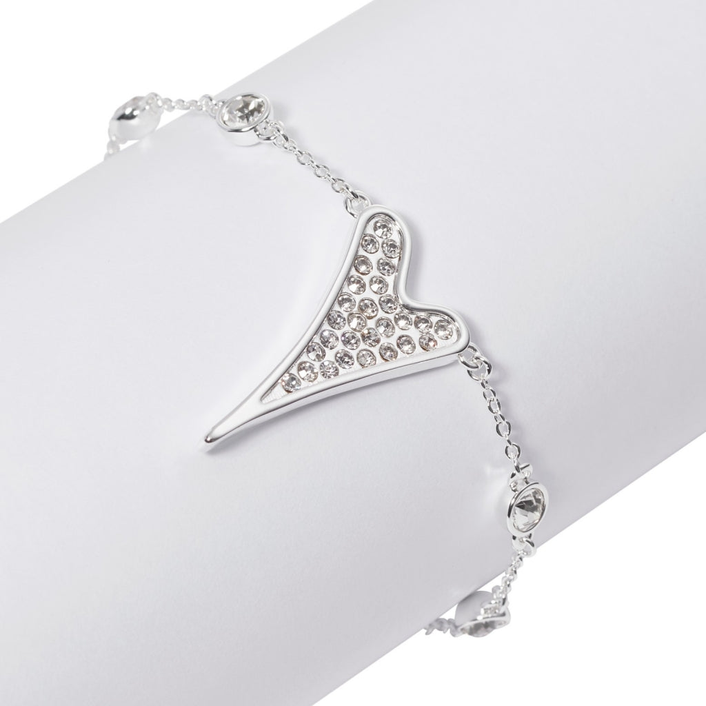 Bracelet Silver Diamante stone chain and Heart pendant*