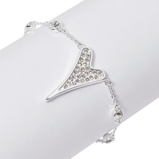 Bracelet Silver Diamante stone chain and Heart pendant*