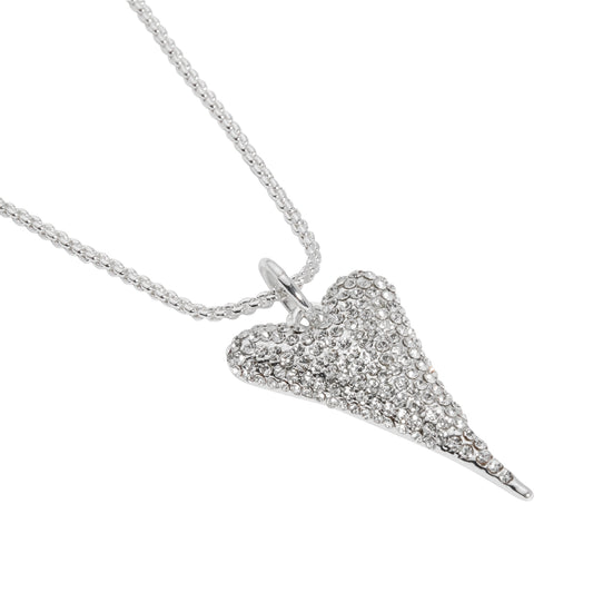 Necklace silver hearts chain with a diamante heart pendant