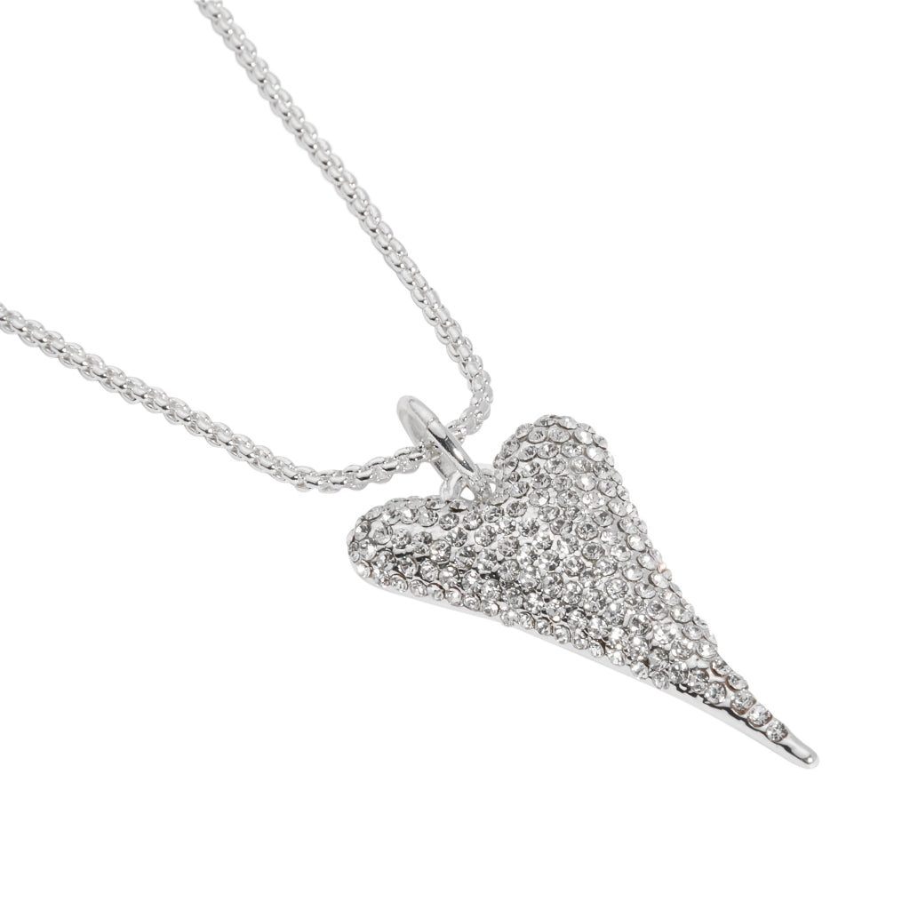 SILVER NECKLACE WITH DIAMANTE SOLID HEART *