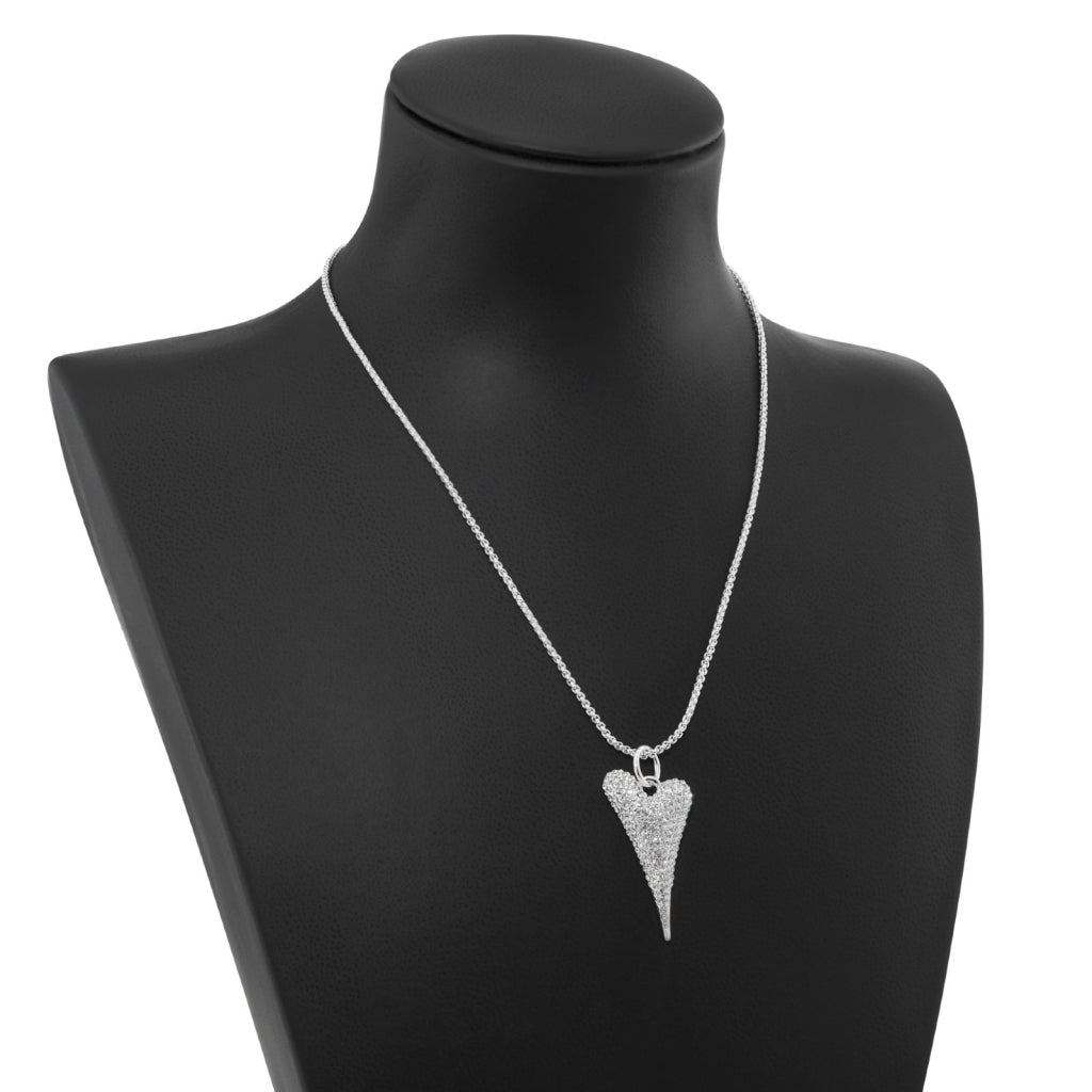 SILVER NECKLACE WITH DIAMANTE SOLID HEART *