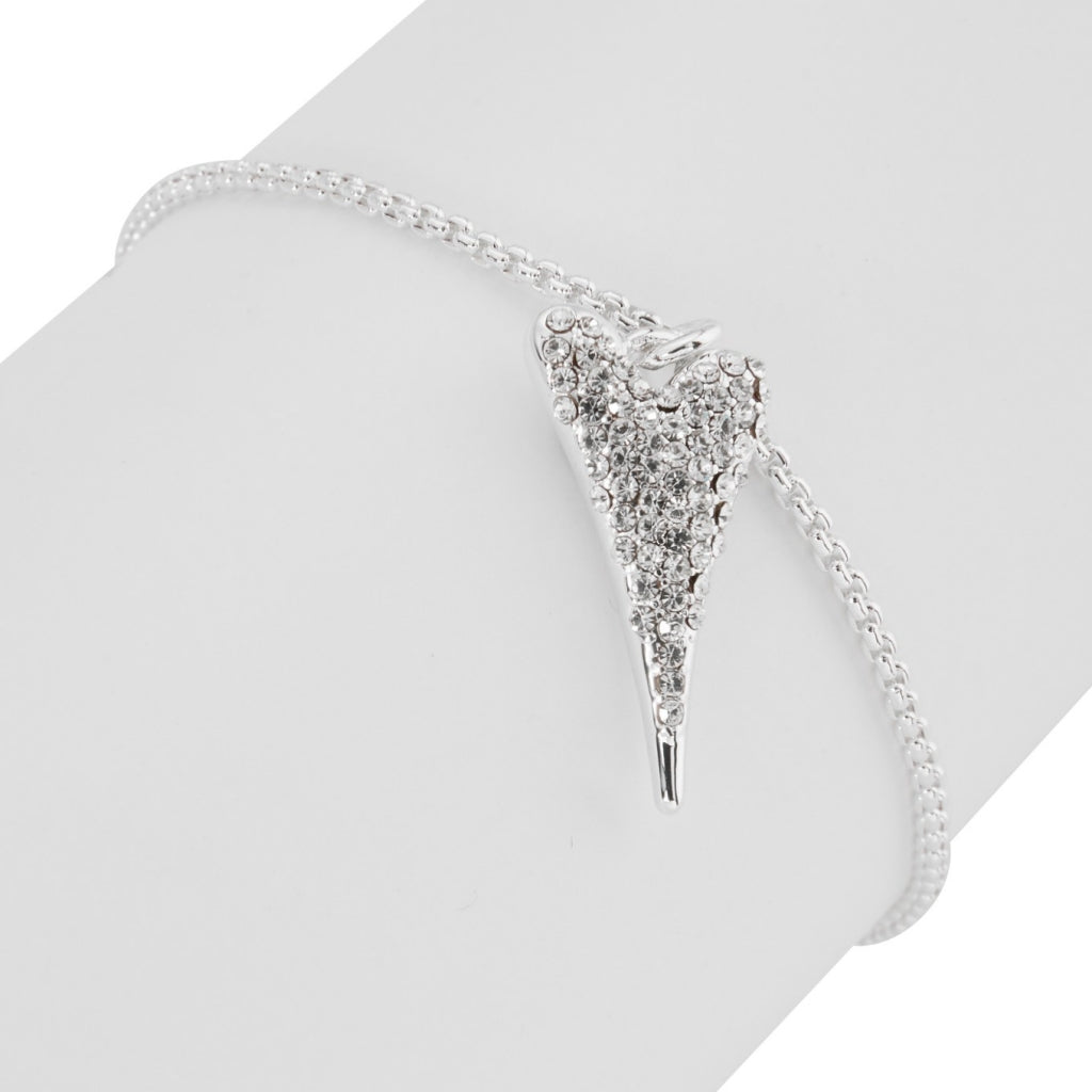 Bracelet silver hearts chain with diamante heart pendant