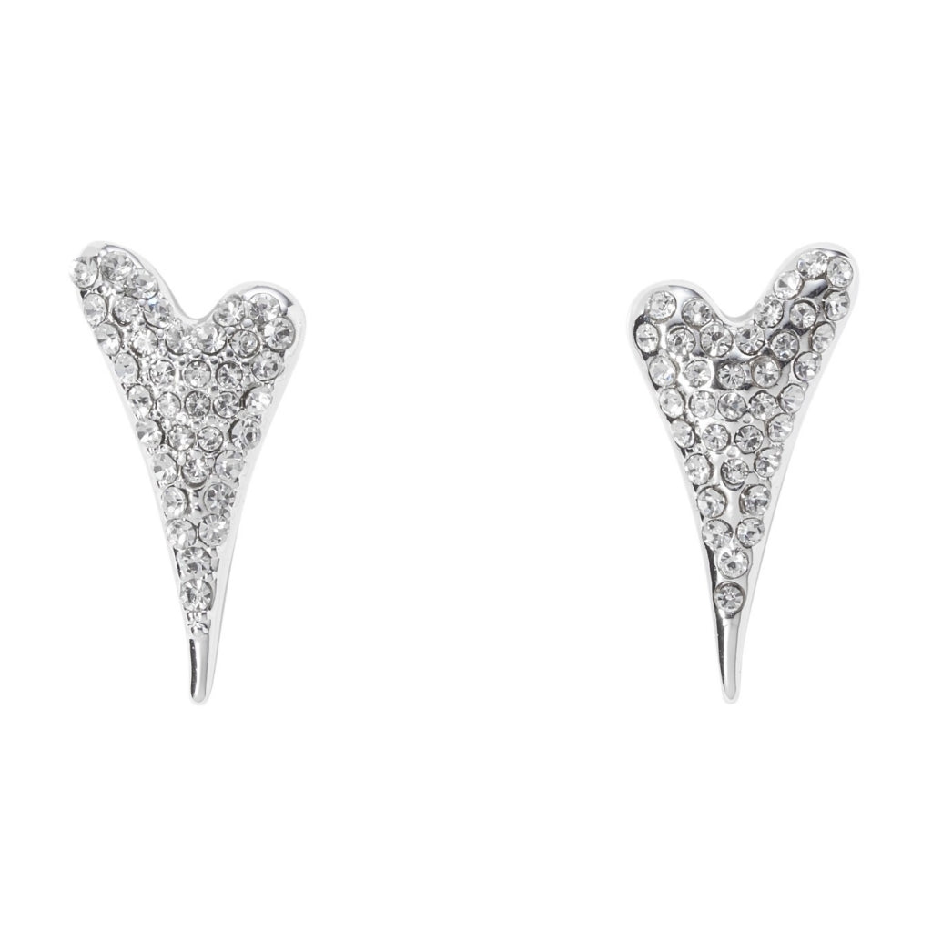 Earrings Silver diamante heart studs