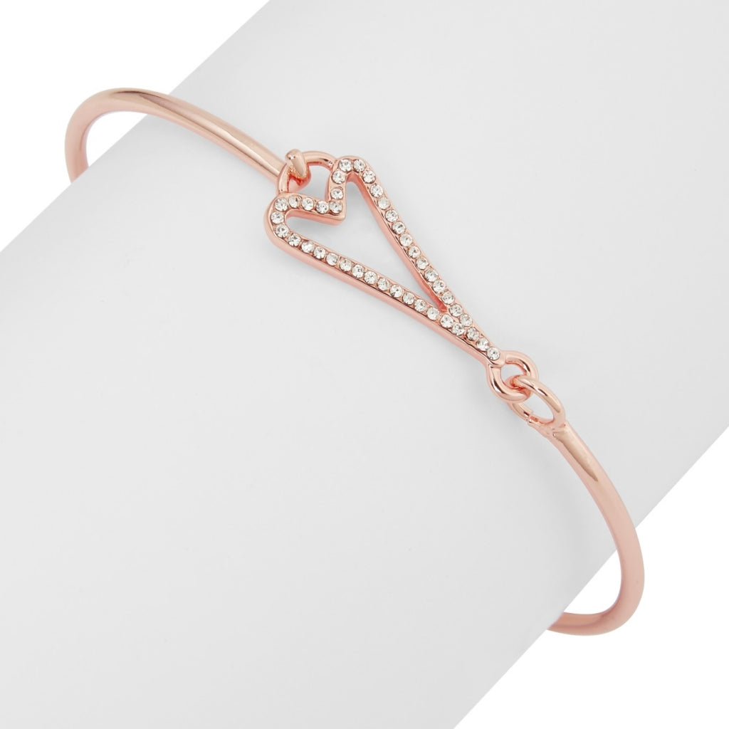 Bracelet Rose Gold Cuff with a Diamante Hollow Heart*