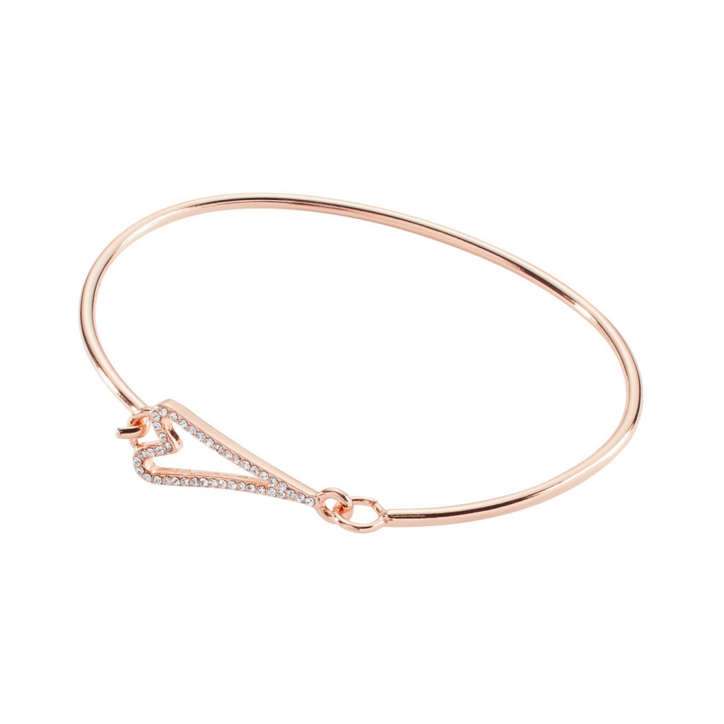 Bracelet Rose Gold Cuff with a Diamante Hollow Heart*