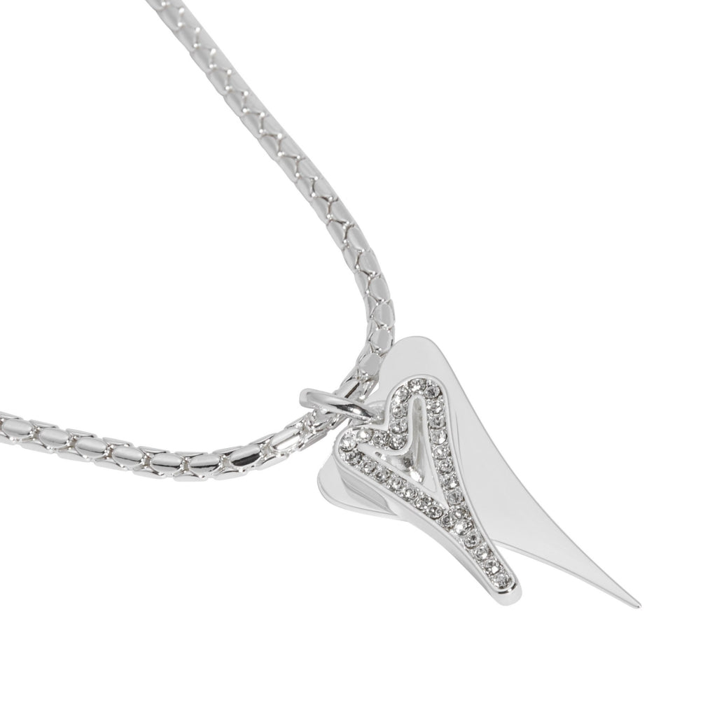Necklace Silver chain with Solid &  Hollow Diamante Hearts*