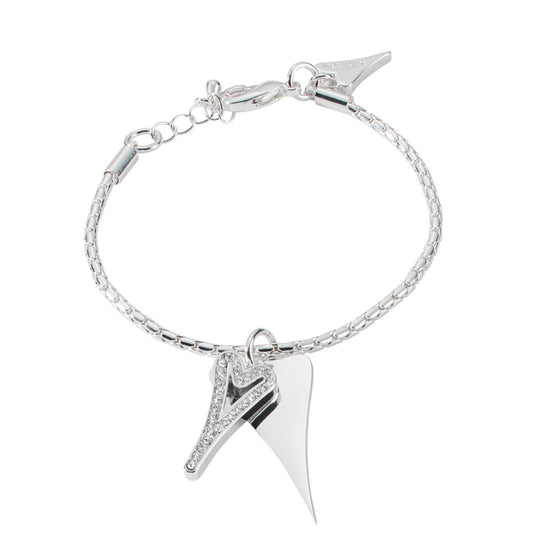 Bracelet Silver chain with solid & diamante hearts