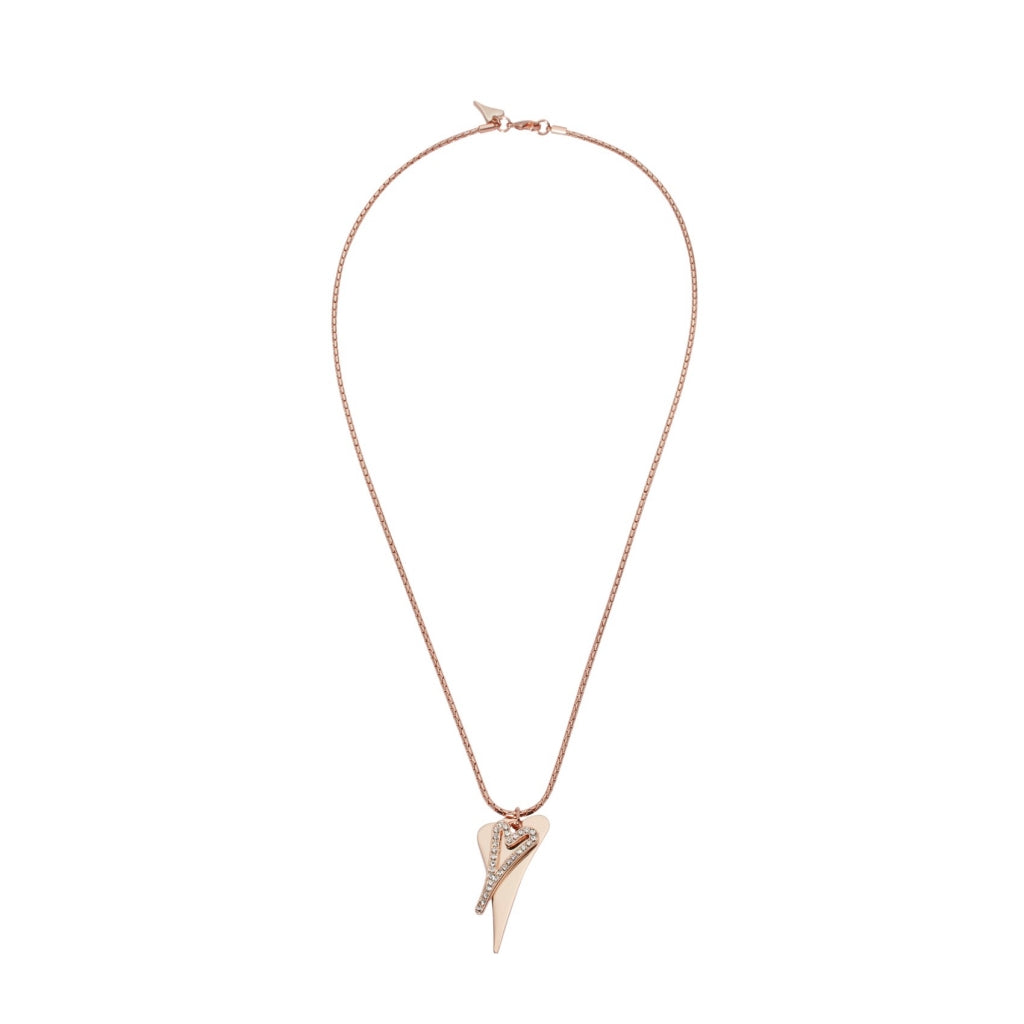 Necklace Rose Gold 70cm chain with solid & hollow heart