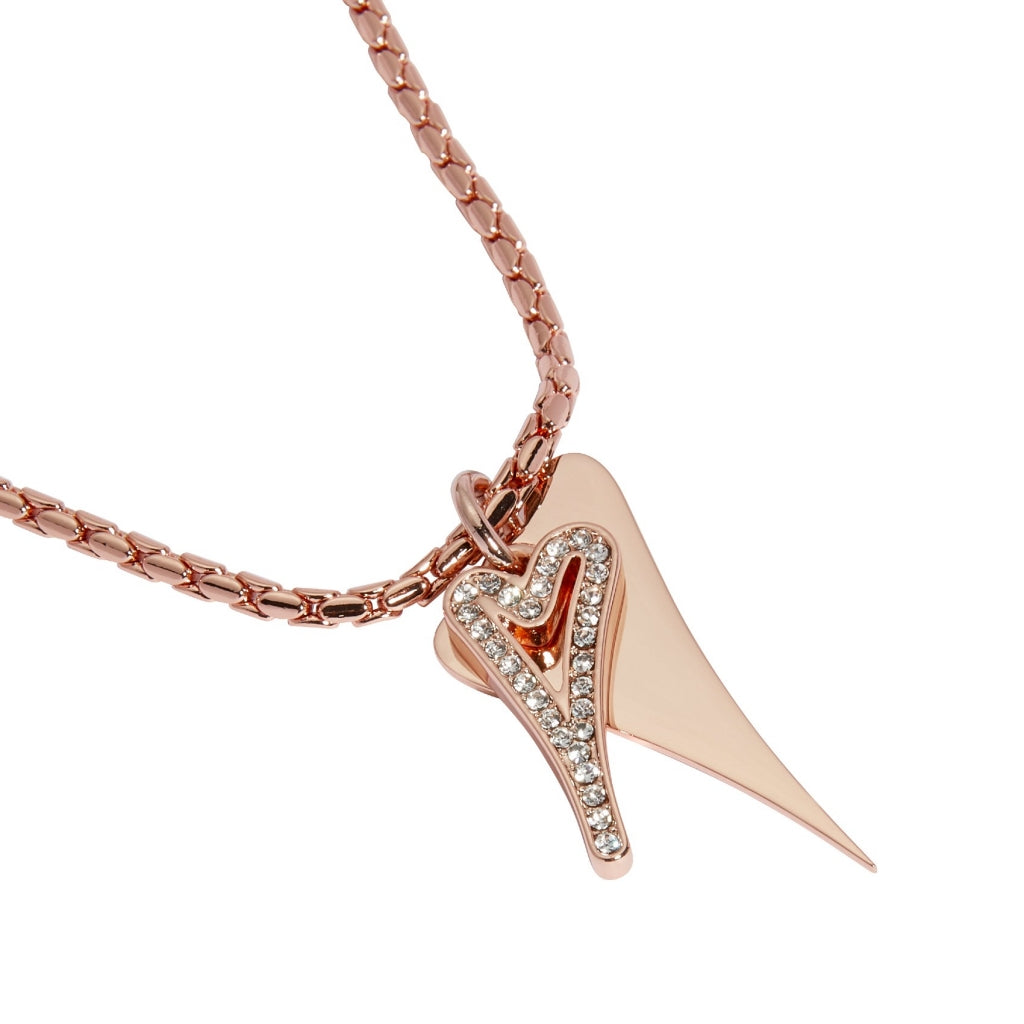 Necklace Rose Gold chain with solid & diamante hearts