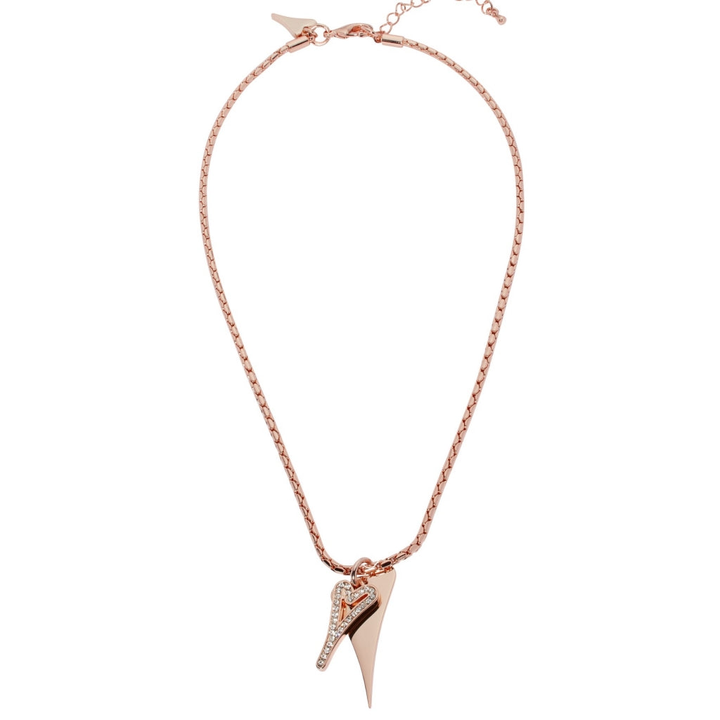 Necklace Rose Gold chain with solid & diamante hearts