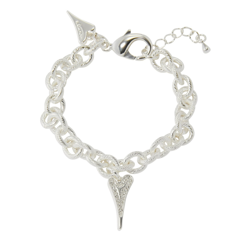 Bracelet Silver textured links chain with heart pendant
