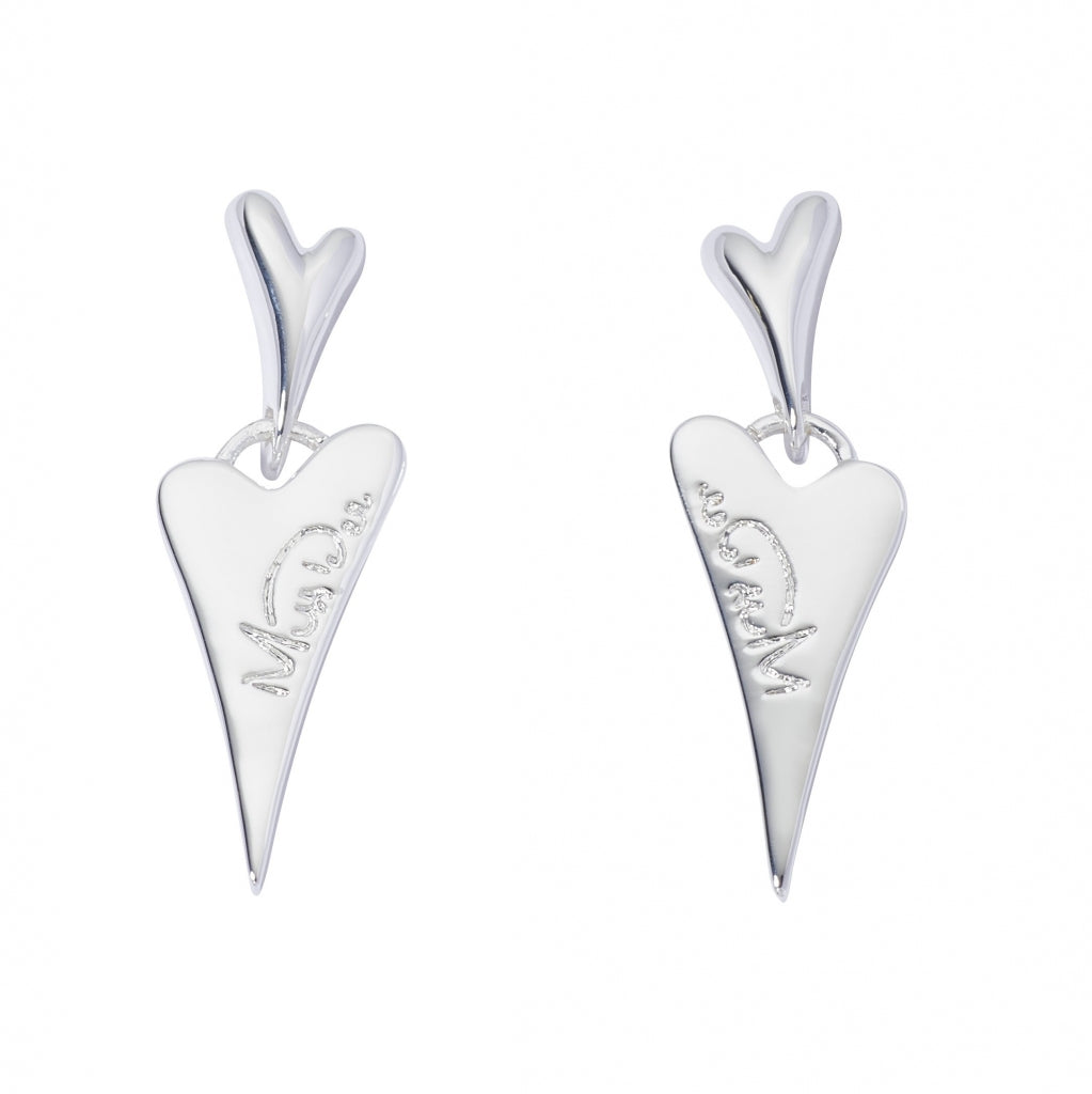 Earrings Silver plain heart drop stud earring
