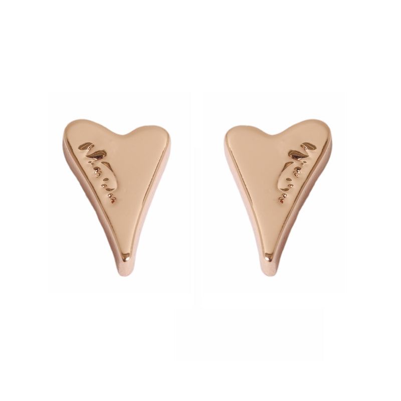 Earrings Rose Gold Solid Heart Stud (alcis)