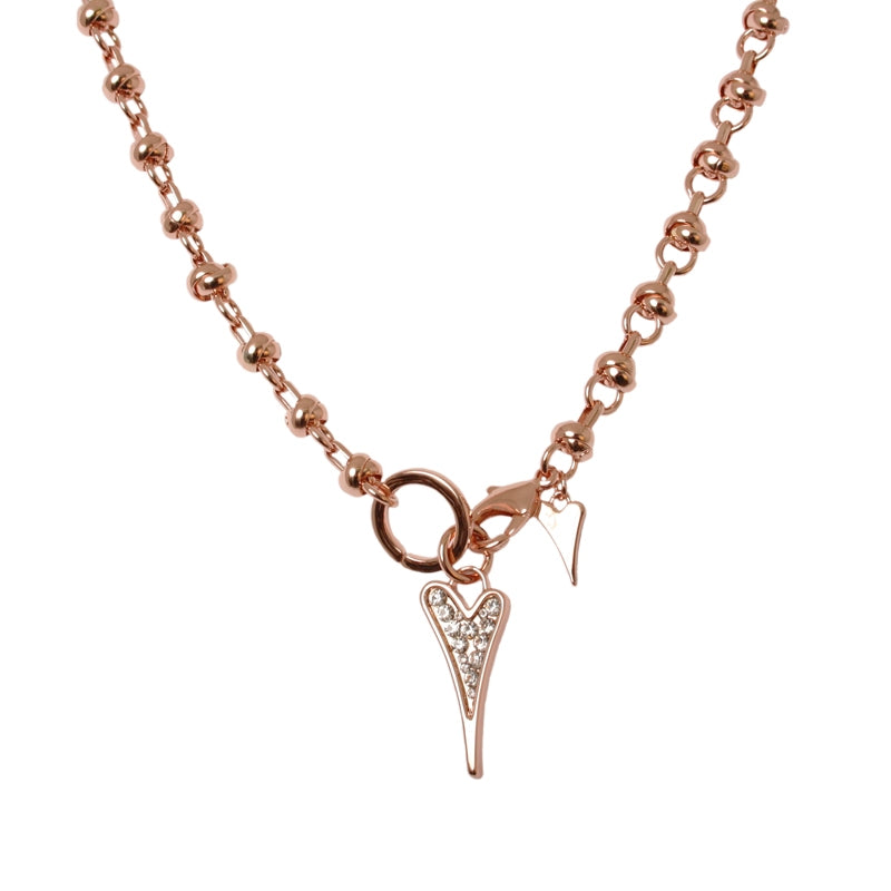 ROSE GOLD DIAMANTE HEART NECKLACE*
